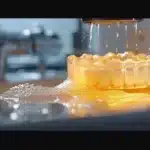 a gleaming dental implant being brushed with precision in a well-lit bathroom.