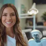 a smiling dentist in tyler, texas offering affordable dental care with a colorful array of payment plans displayed in the background.