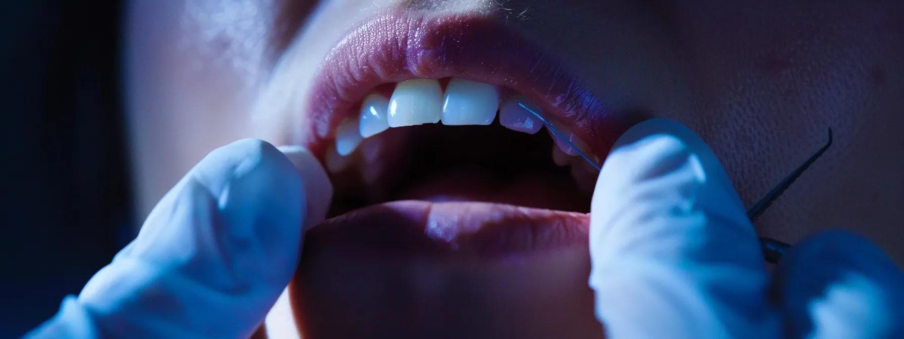 a close-up photo showing a person with a numb lower lip after a tooth extraction, highlighting the potential nerve damage risk.