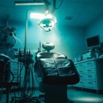 a dental chair with a bright overhead light shining on a set of dental tools, highlighting the tools used in a root canal treatment in crowley, tx.