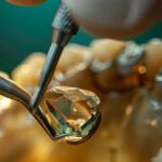 a dental surgeon carefully extracting a tooth from a patient's mouth.