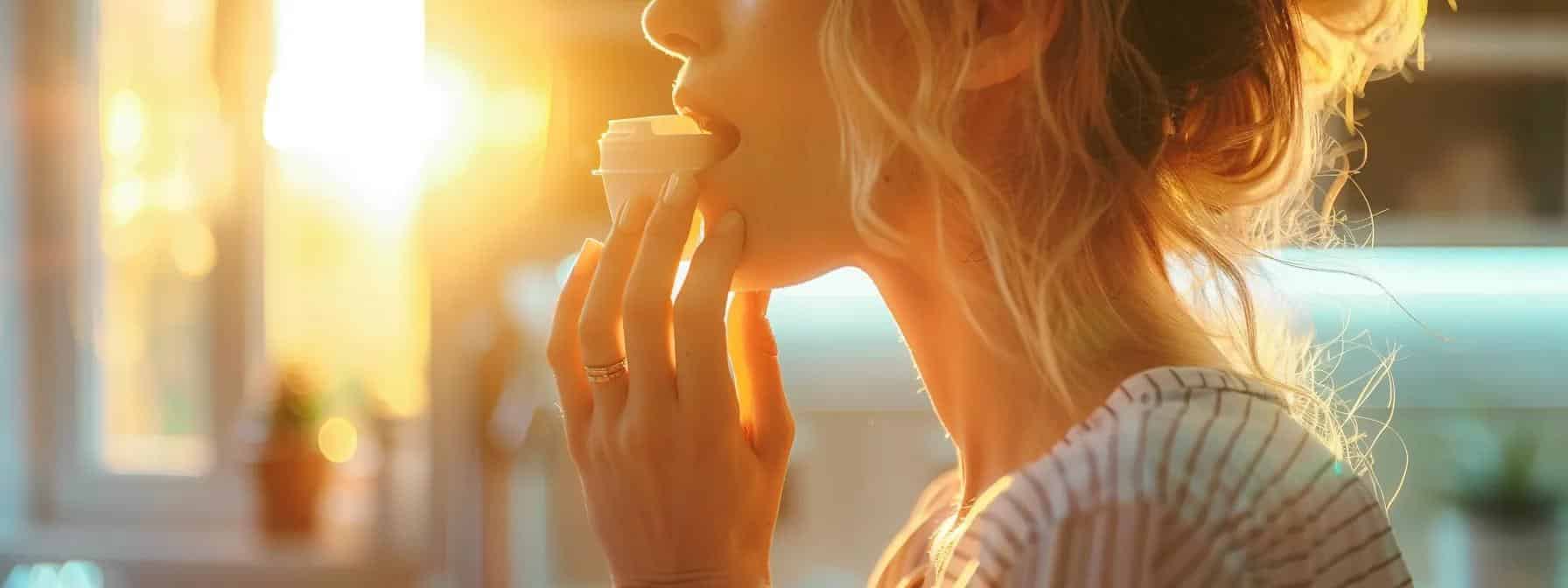 a person holding a cold compress on their cheek, taking over-the-counter pain relief medication, and avoid eating hard foods, all while maintaining good oral hygiene in crowley tx.