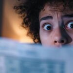 a person looking at a large dental bill with a shocked expression on their face.