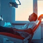 a worried patient sits in a sterile dental office, surrounded by bright, clinical lighting and ominous dental tools, contemplating the burden of unexpected dental expenses.