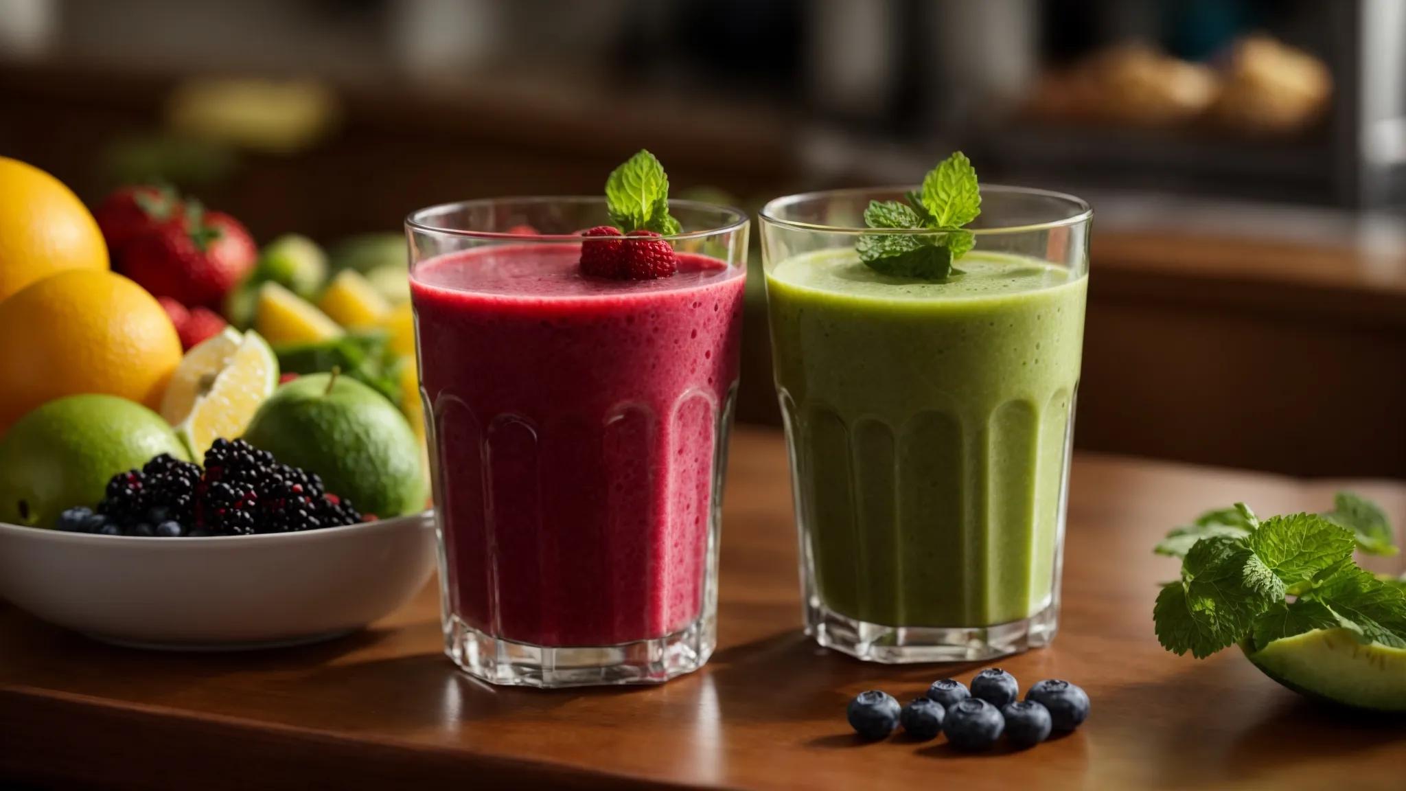 a person in ohio enjoying a colorful and nutrient-rich smoothie to support healing after oral surgery, surrounded by fresh fruits and vegetables.