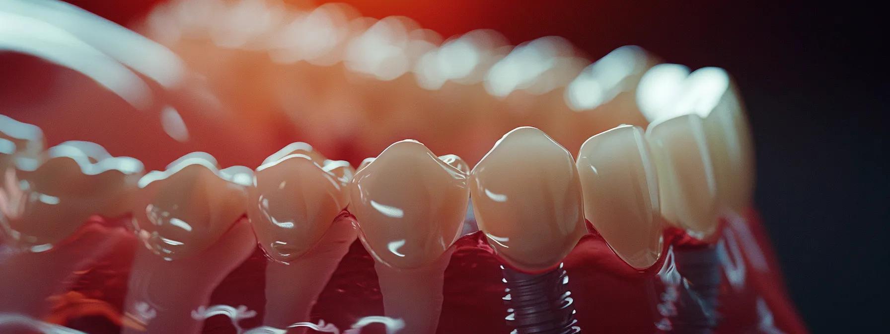 a close-up photo of a dental implant in a patient's mouth, showcasing its stability and contribution to the recovery process after tooth extraction.