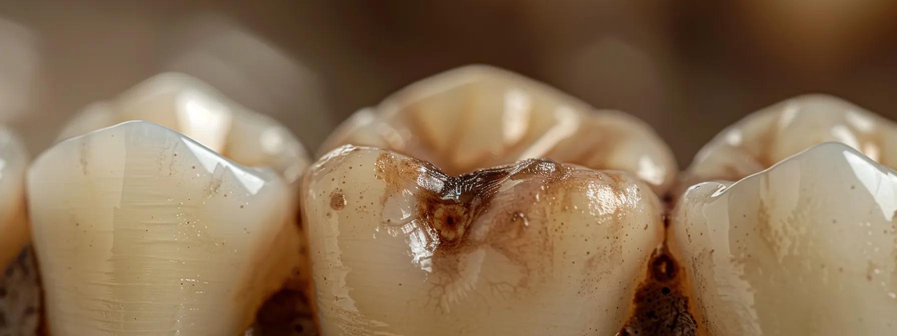 a close-up photo of a tooth with visible decay and incomplete filling, illustrating factors contributing to root canal failure.