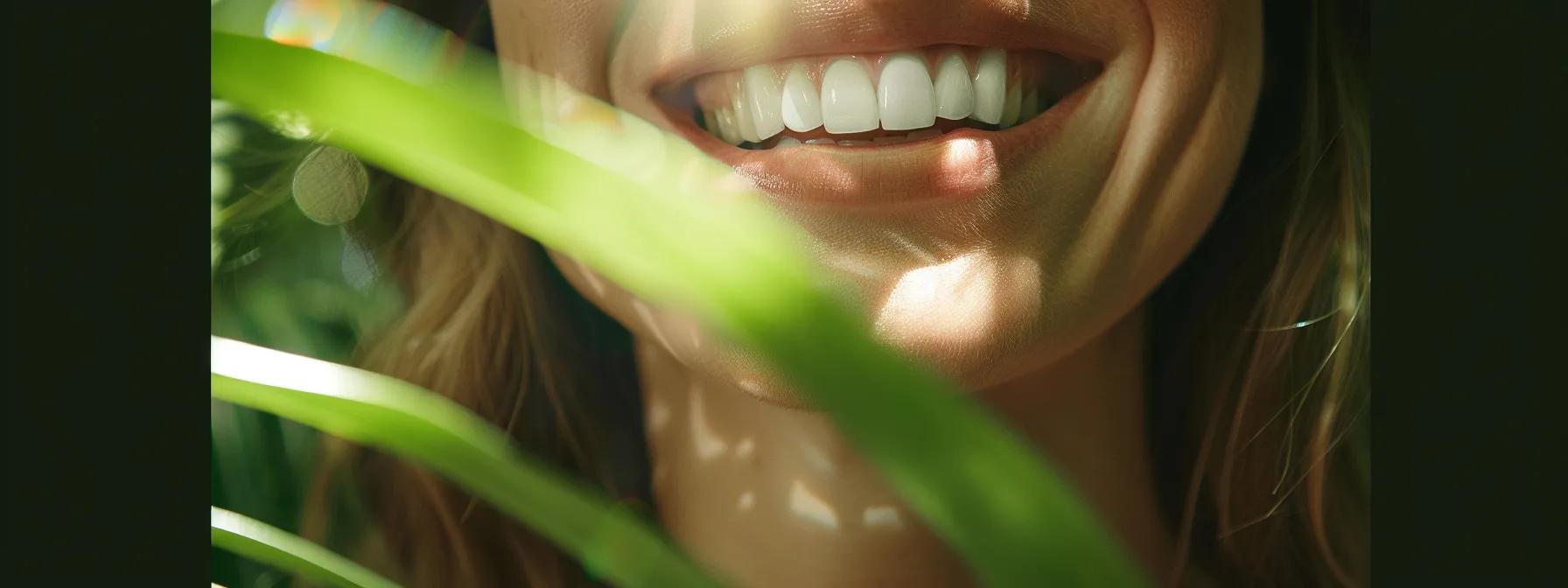 a bright, radiant smile beams against a backdrop of lush greenery, symbolizing the vitality and confidence that comes from maintaining dental health after treatment.