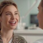 a close-up of a confident patient discussing dental implant options with a compassionate dentist in a bright, modern clinic, showcasing the resilience and hope surrounding gum disease and bone loss.