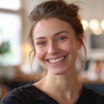 a confident patient smiling brightly in a modern dental clinic, showcasing the transformative results of expertly placed dental implants, illuminated by soft, natural lighting that emphasizes the clarity and health of their radiant teeth.