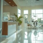 a pristine dental clinic in lake worth, showcasing a gleaming single tooth dental implant surrounded by modern dental equipment, illuminated by soft, natural light streaming through large windows.