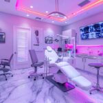 a pristine dental clinic interior featuring a gleaming dental chair under soft, warm lighting, surrounded by state-of-the-art dental equipment, symbolizing the advanced options for dental implants available in lake worth.
