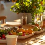 a serene kitchen table is elegantly set with an array of soft foods, highlighting the transition from recovery to enjoying a delectable meal after dental surgery.