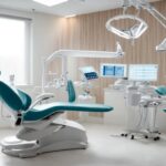 a brightly lit dental surgery room showcases a highly detailed overview of the dental implant procedure, with precision instruments and a state-of-the-art dental chair, emphasizing the surgical expertise and advanced technology involved.