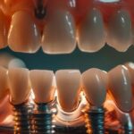 a gleaming smile reveals a flawless set of dental implants, radiating confidence and health against a soft, blurred background.