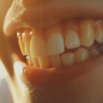 a close-up of a vibrant smile showcasing flawless dental implants, illuminated by soft, natural light to emphasize their perfect integration and functionality.