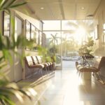 a serene dental clinic in lake worth, featuring a patient seated in a sunlit waiting room, surrounded by calming greenery, embodying the journey of healing after a challenging tooth extraction.
