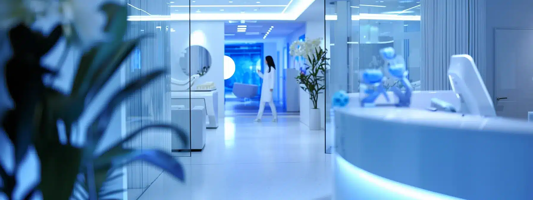 a bright and inviting dental clinic showcases various innovative tooth replacement options, highlighting clear, visually appealing models and informative displays that emphasize accessibility and alternatives to dental implants.