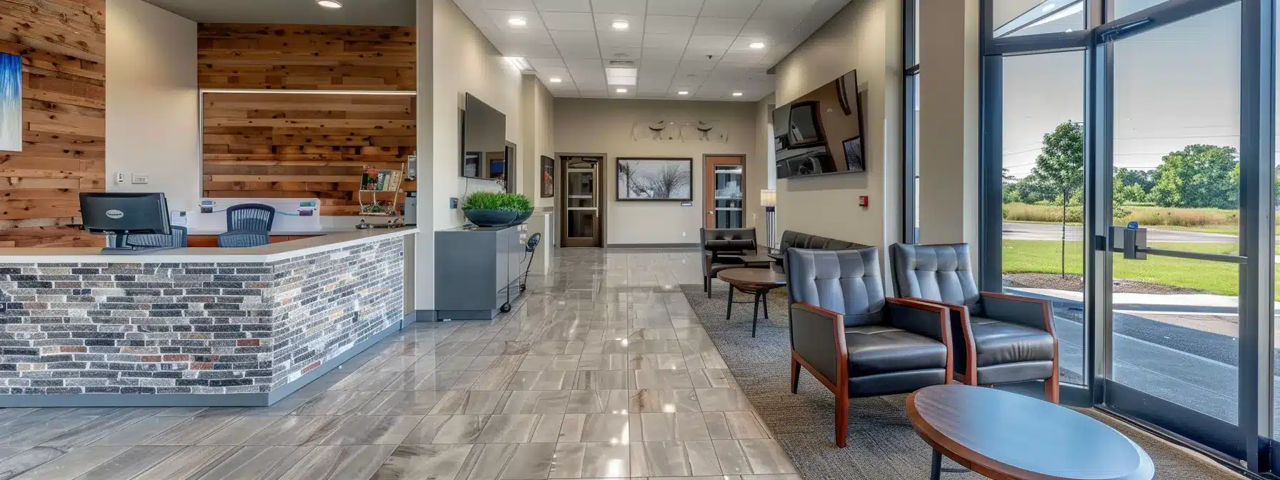 a bright and inviting dental office in tyler showcases a sleek dental chair and modern equipment, emphasizing the advanced technology and serene environment for dental implant procedures.