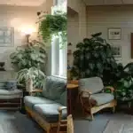 a bright, inviting dental office in longview, texas, featuring a cozy waiting area with comfortable seating and lush plants, bathed in warm natural light that highlights a friendly, affordable dentistry atmosphere.
