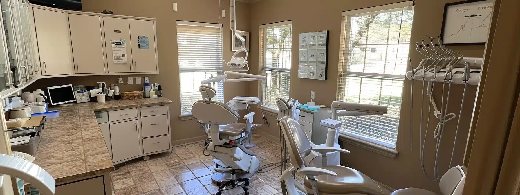 a pristine dental clinic in fort worth, bathed in soft natural light, showcases a state-of-the-art treatment room with modern dental equipment, emphasizing a welcoming environment for patients seeking quality dental implant care.