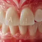 a radiant close-up of a confident smile showcasing vibrant, well-fitted dentures against a soft, blurred background, highlighting the positivity of dental restoration.