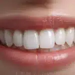 a radiant smile reveals perfectly aligned dental implants, highlighting the transformative benefits of restorative dentistry against a backdrop of a serene dental office atmosphere.