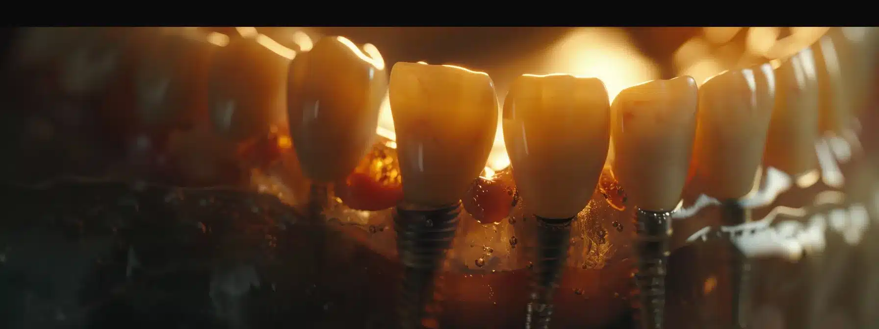 a radiant smile showcasing perfectly integrated dental implants glistens under soft, natural lighting, symbolizing confidence and improved oral health.