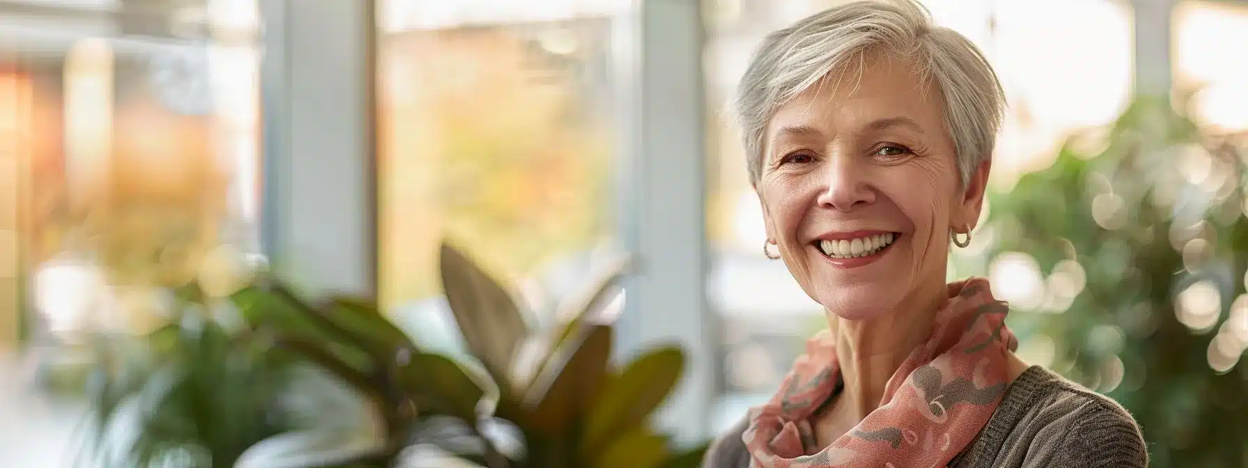 a serene clinic environment showcases a confident patient smiling brightly after receiving all on 4 dental implants, highlighting the transformative impact of dental care on overall well-being.