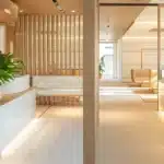 a serene dental clinic interior, illuminated by soft, natural light, featuring a welcoming consultation area with comfortable seating and informative brochures about flexible payment plans for dental implants prominently displayed.