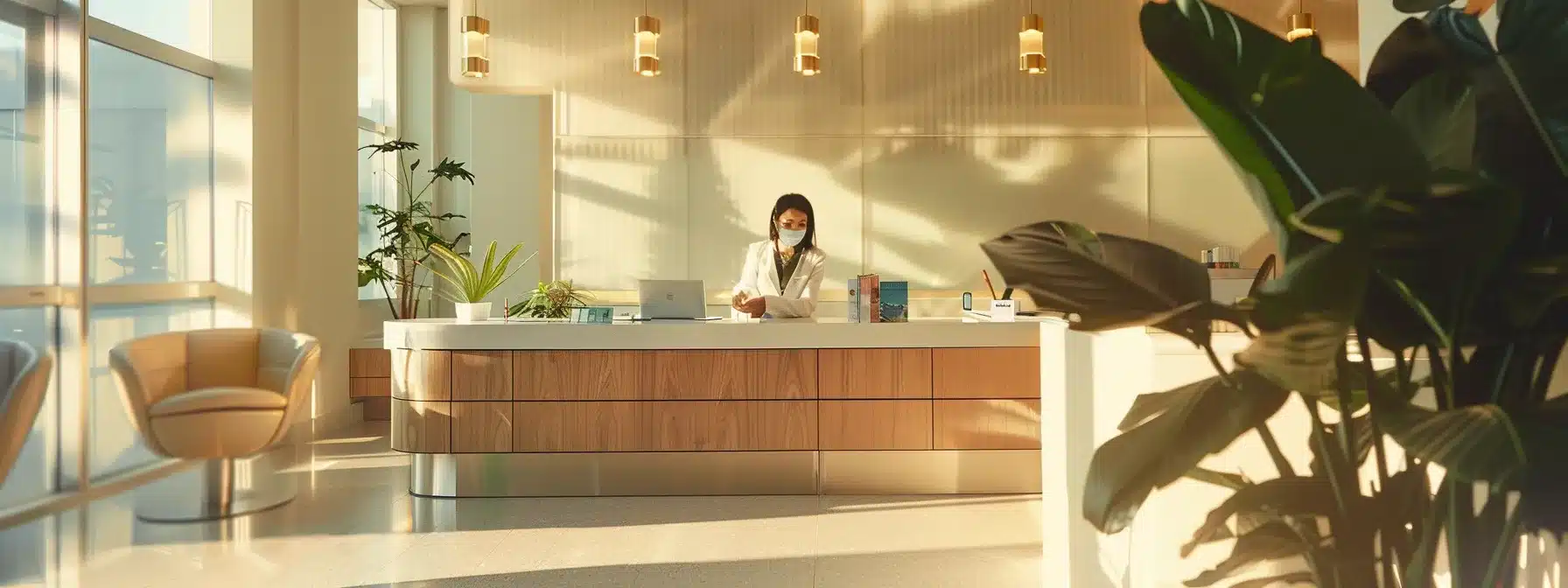 a serene dental clinic scene showcases a patient contemplating various financing options for dental implants, bathed in soft natural light, with informative brochures and a tranquil atmosphere to emphasize accessibility and care.