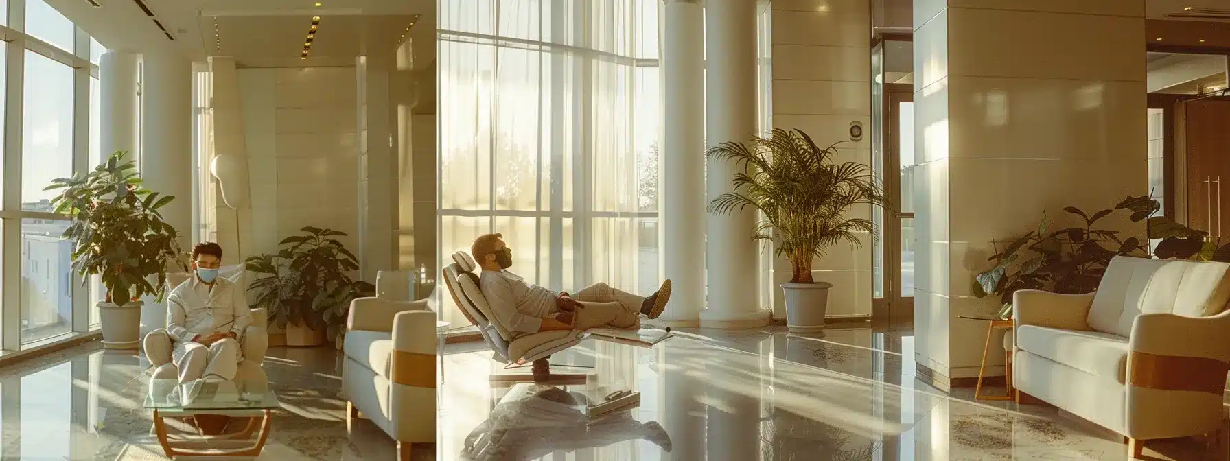 a serene dental clinic setting with a bright, inviting ambiance, featuring a focused patient comfortably reclining in a modern dental chair, while a supportive team member gently explains the recovery process with a reassuring smile, emphasizing a sense of calm and healing.