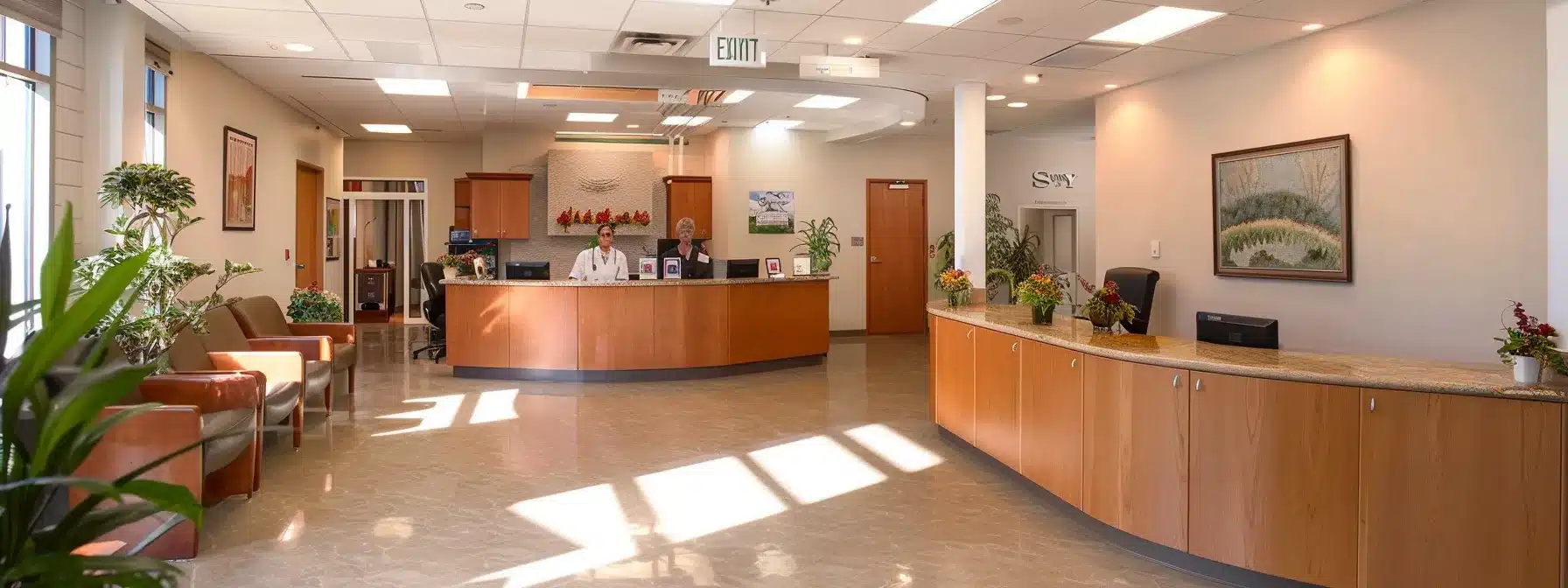 a serene dental clinic with a bright, inviting atmosphere, featuring a confident patient discussing the dental implant process with a compassionate dentist, emphasizing care and professionalism during the consultation.