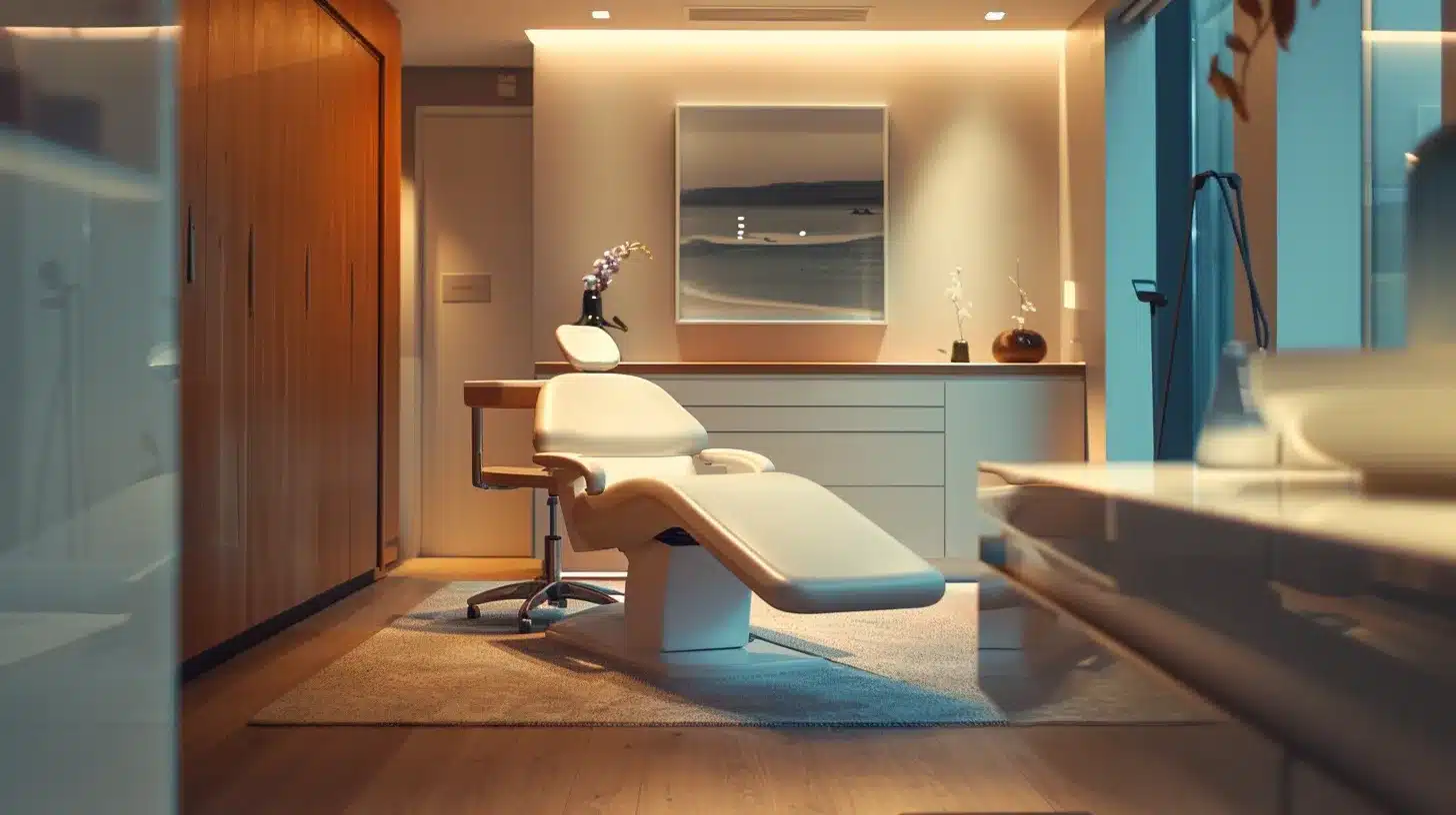 a serene dental consultation room in lake worth bathed in soft natural light, featuring a comfortable chair, a welcoming atmosphere, and a clean, modern aesthetic to symbolize the journey towards enhanced oral health and patient satisfaction.