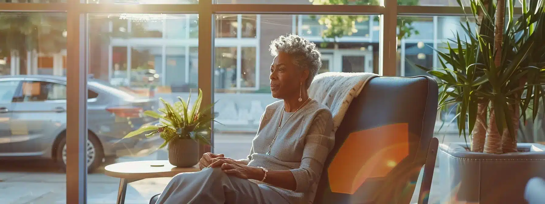 a serene dental office setting showcases a patient thoughtfully evaluating options for an implant dentist, bathed in warm natural light that creates a welcoming atmosphere for trust and comfort.