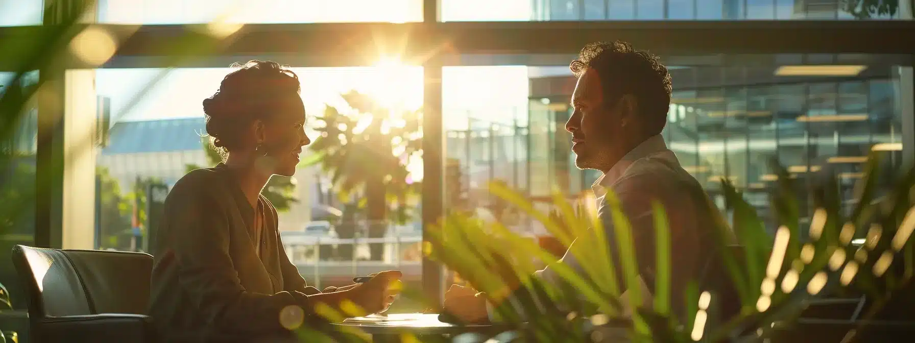 a serene dental office setting showcases a confident patient discussing flexible payment plan options with a friendly dental professional, illuminated by soft, natural light filtering through large windows, evoking a sense of comfort and clarity in financial decision-making.