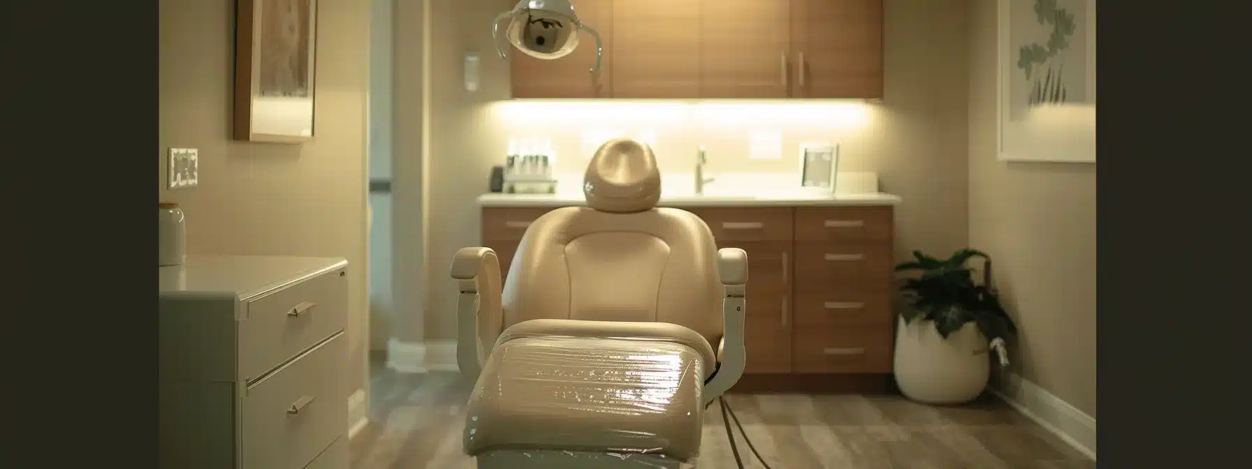 a serene, warmly lit consultation room in fort worth, showcasing a supportive environment filled with nutritional guides and elegant decor, symbolizing wellness and healing for dental implant patients.