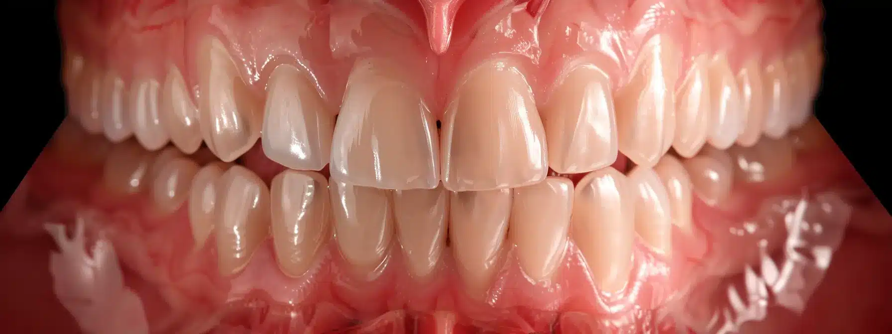 a striking split-image showcases a radiant smile featuring gleaming dental implants on one side, contrasted with a neutral expression highlighted by a set of traditional dentures on the other, all under soft, even lighting to emphasize the nuanced differences in stability and appearance.