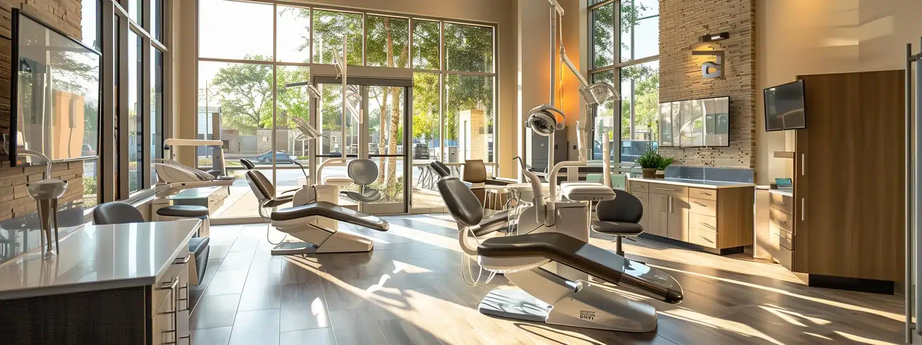 a warm and inviting dental office in longview, texas, featuring a smiling patient sharing positive testimonials about their recent dental crown experience, illuminated by soft, natural light streaming through large windows.