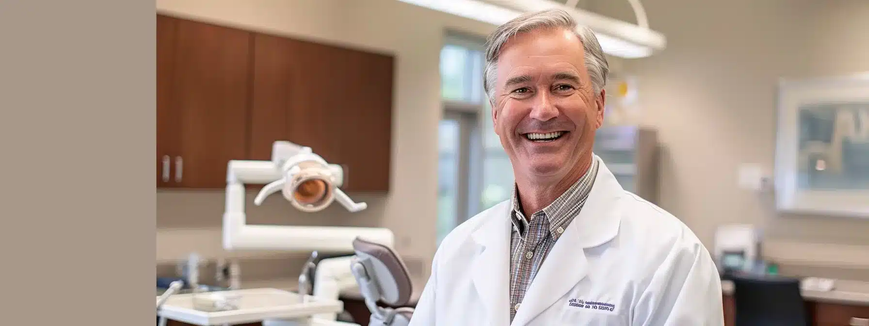 a bright, modern dental office in tyler showcases a smiling patient expertly receiving professional care from a dentist, highlighting the importance of maintaining oral health through regular check-ups and proper denture care.