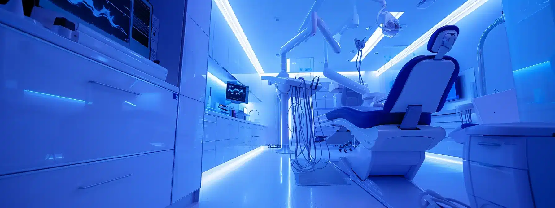 a modern dental clinic in denton, featuring a bright, sterile treatment room with a high-tech imaging device prominently displayed, underscores the critical importance of thorough pre-operative assessments and post-operative care in managing dental implant risks.