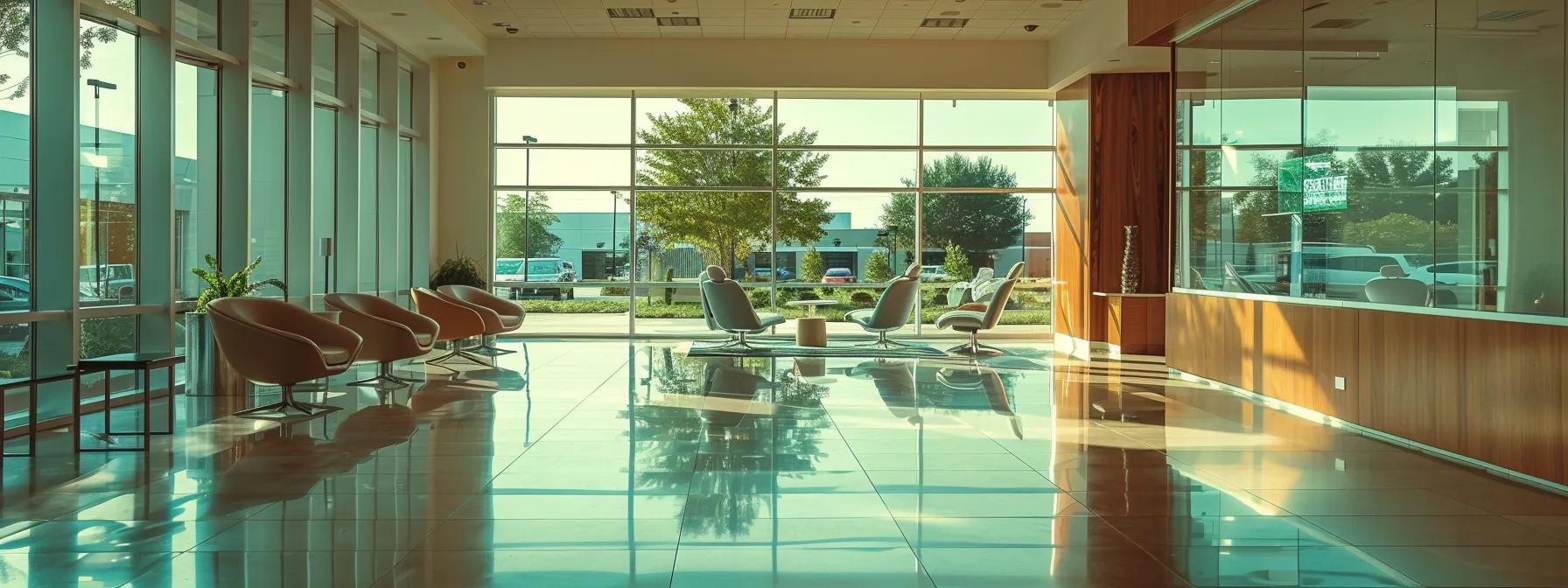 a modern dental clinic in denton features a clean, brightly lit consultation room where a dentist discusses advanced implant options with a patient, highlighting single-tooth implants, implant bridges, and all-on-4 solutions through vivid visual aids and an inviting, professional atmosphere.