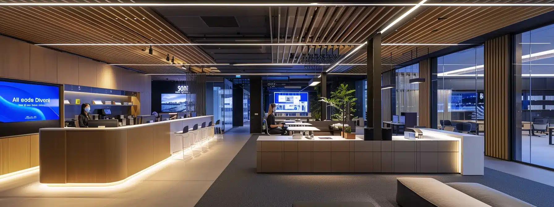 a modern dental clinic interior showcases a state-of-the-art consultation area, featuring sleek dental equipment, informative displays on implant procedures, and a professional dentist engaging with a patient, highlighting the importance of understanding risk factors for successful dental implants.