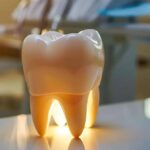 a modern dental office in haltom city, texas, showcasing a sleek, well-organized consultation area with a confident patient discussing options for affordable dentures and implants with a knowledgeable dentist, illuminated by bright, professional lighting that conveys a sense of trust and care.