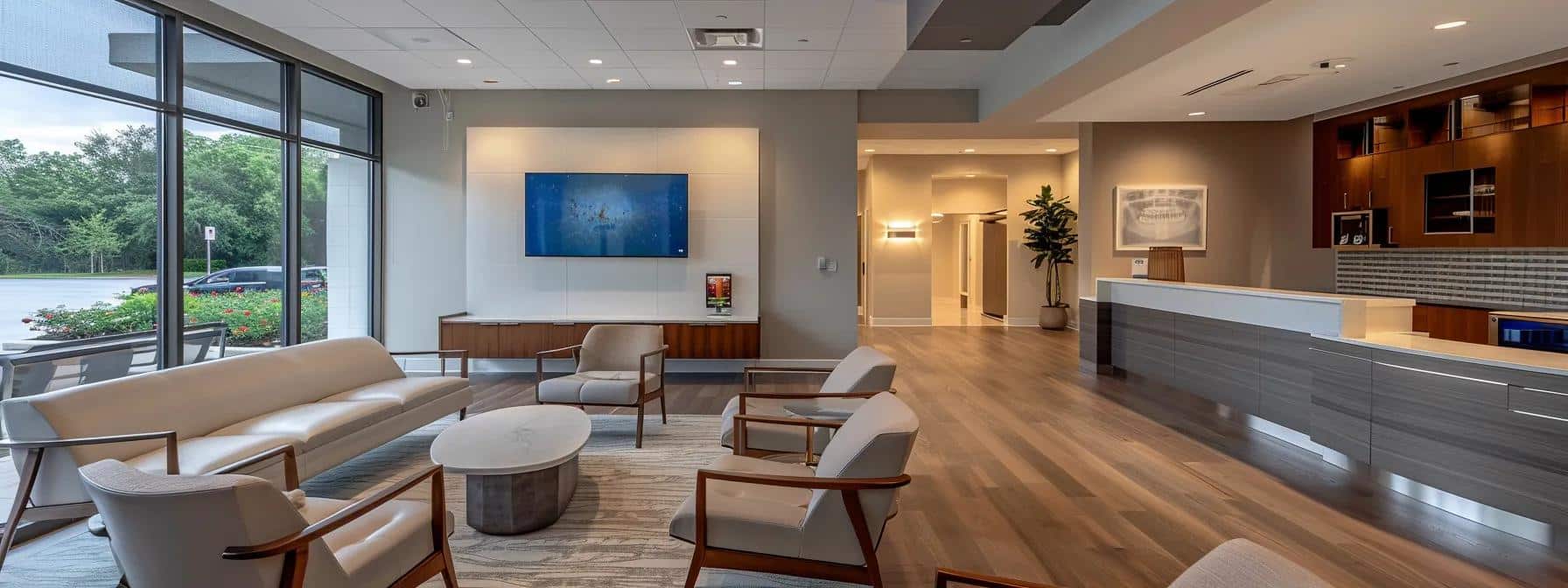 a modern dental office in fort worth featuring advanced digital radiography and sleek surgical tools, with inviting consultation areas that reflect professionalism and financial transparency, emphasizing the importance of patient satisfaction and expert care.