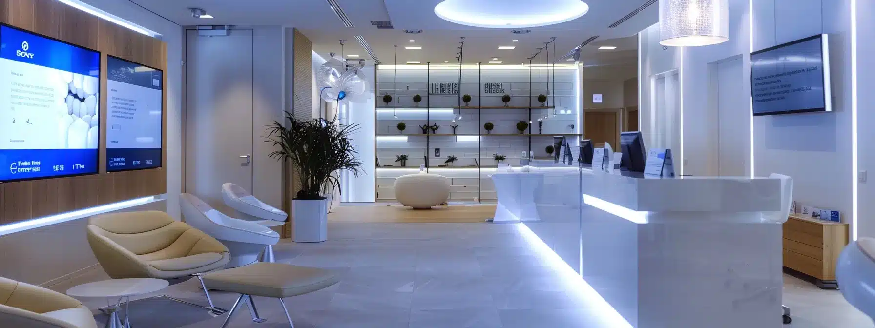 a modern, sleek dental office setting highlights an informative display of teeth whitening financing options, showcasing brochures and engaging visuals on payment plans, with a professional atmosphere that emphasizes accessibility and patient support.