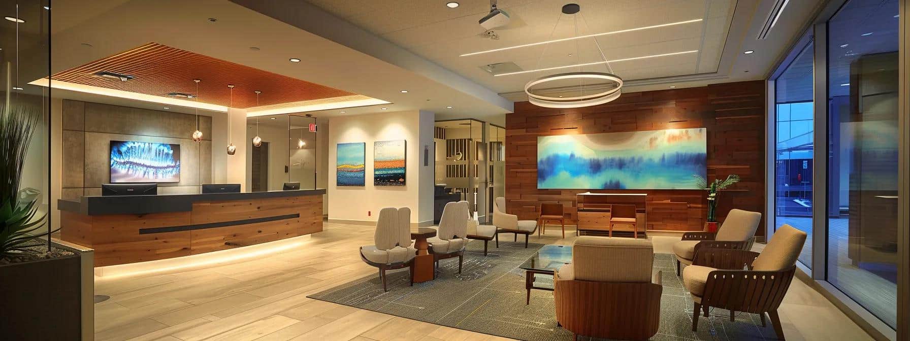 a professional dental clinic, featuring a modern treatment room with advanced dental equipment, highlights a confident patient discussing options with a knowledgeable dentist, emphasizing quality care and transparent pricing for dental implants.