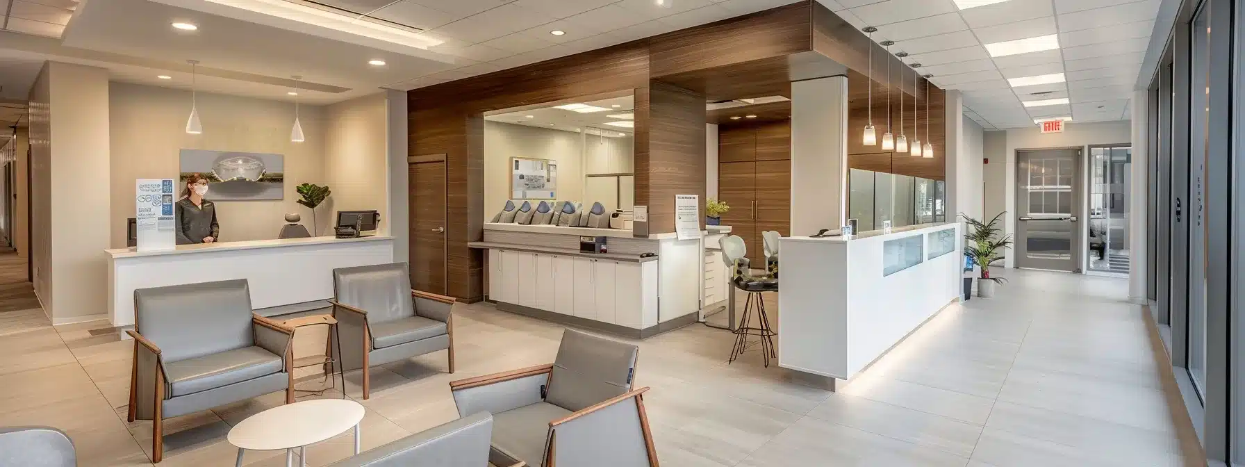 a sleek, modern dental clinic showcases a confident patient smiling broadly while admiring their dental implant in a high-tech mirror, surrounded by professional dental tools and bright, clean aesthetics that emphasize excellent oral care practices.