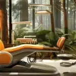 a sleek, modern dental clinic featuring a pristine dental chair and advanced imaging equipment, illuminated by bright, clinical lighting that emphasizes a sterile yet welcoming atmosphere for dental implant treatments.