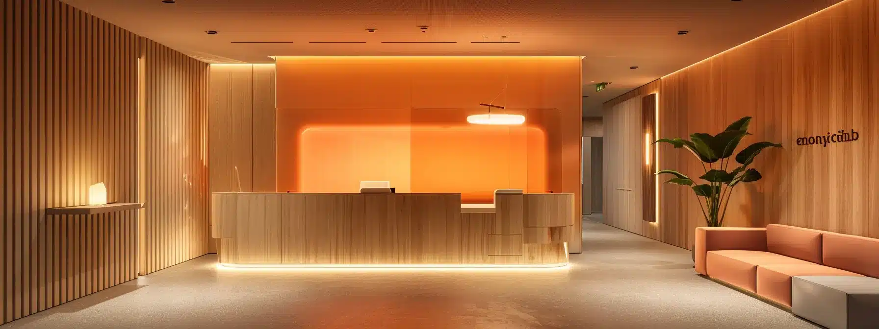 a welcoming dental clinic reception area featuring an inviting, modern design with a vibrant color palette and clear signage, conveying a sense of professionalism and comfort for new patients scheduling their visits.